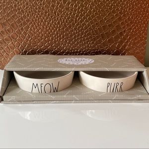 Rae Dunn Ceramic Cat Pet Bowl (Set of 2) Meow/Purr